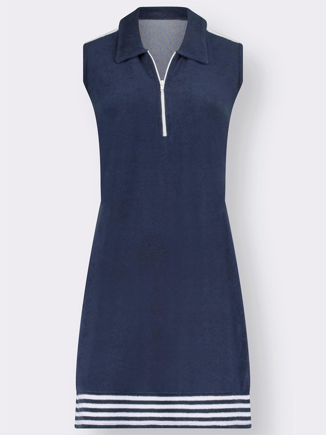 Casual Zipper Striped Dress