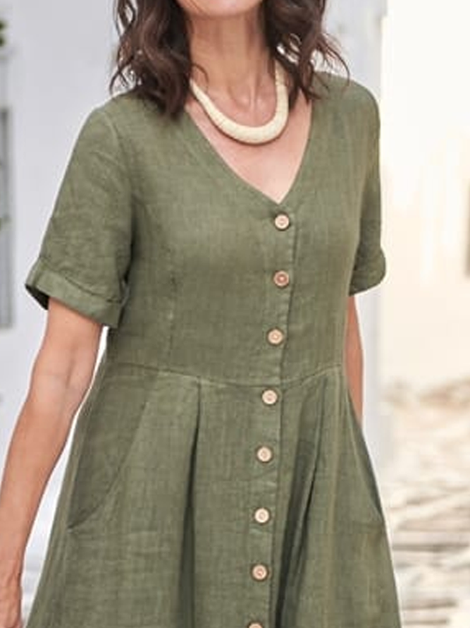 Linen Loose Plain Cotton And Linen Dress