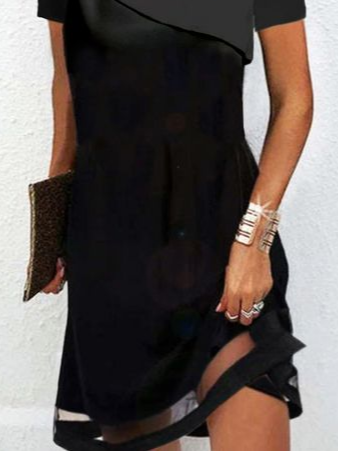 Mesh Loose Elegant Plain Dress