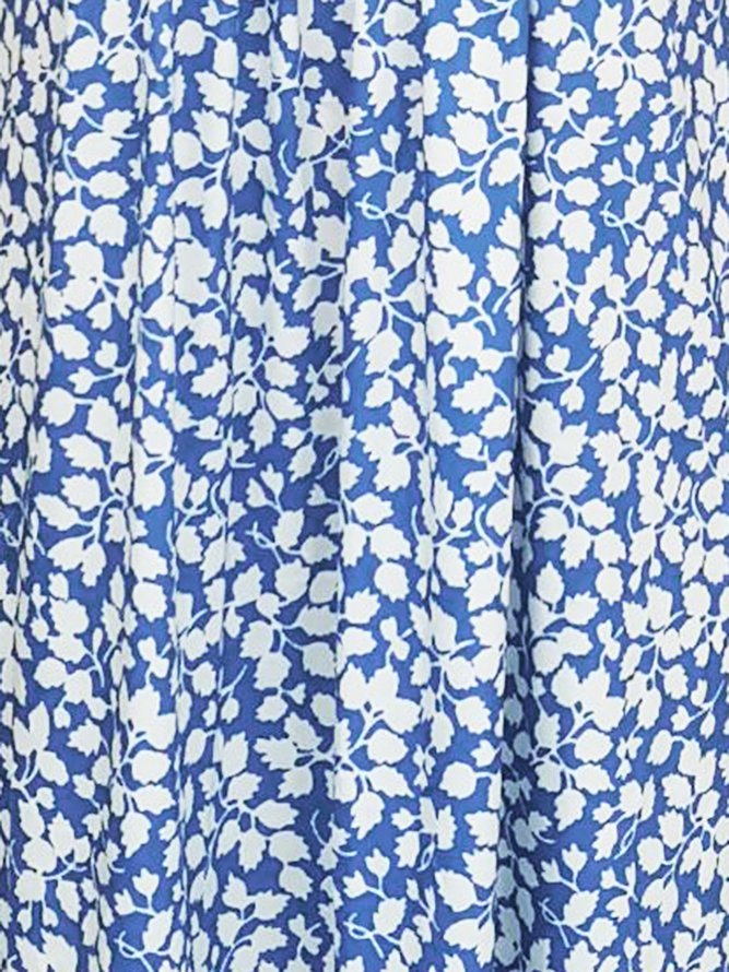 Round Neck Pockets Floral Casual Midi Prom Dress