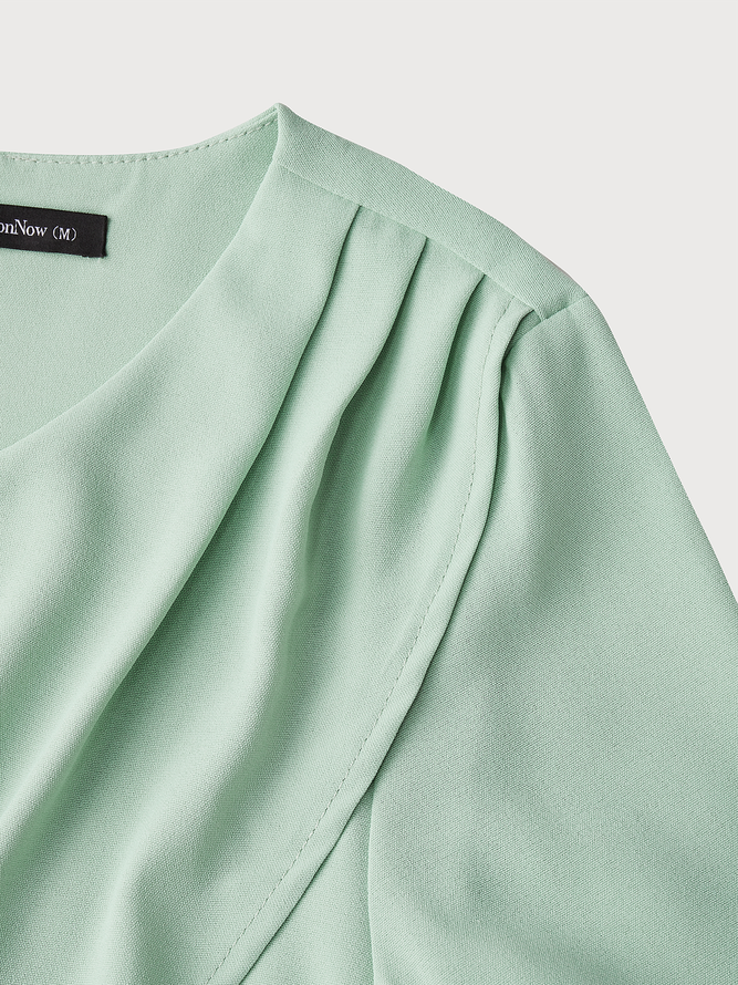 Crew Neck Elegant Plain Formal Midi Prom Dress