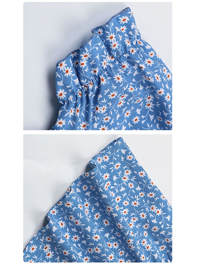 Ditsy Floral Women's Fashion Summer Pleated Holiday Sexy Big Swing Dress