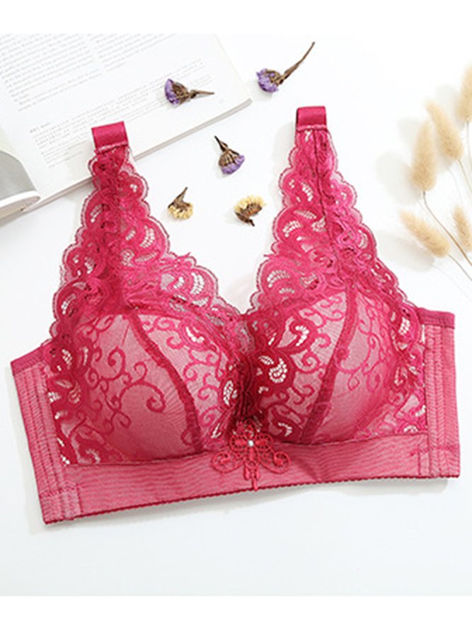 Soft Comfortable Lace Push Up Adjustable Non-Wireless Cotton Bra