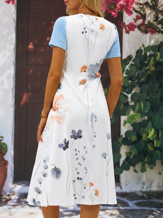Floral Vacation Loose Crew Neck Dress