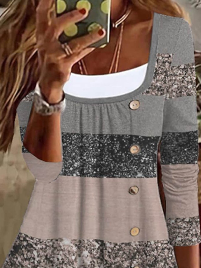 Crew Neck Striped Casual Regular Fit Dress