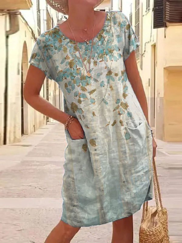 Casual Floral Crew Neck Dress