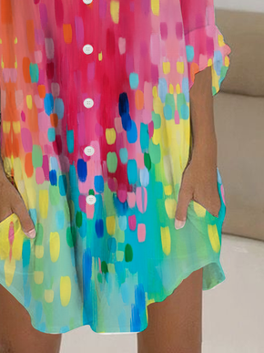 Loose Shirt Collar Casual Buttoned Dress