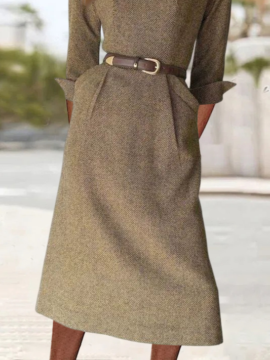 Urban Plain Loose Shirt Collar Dress