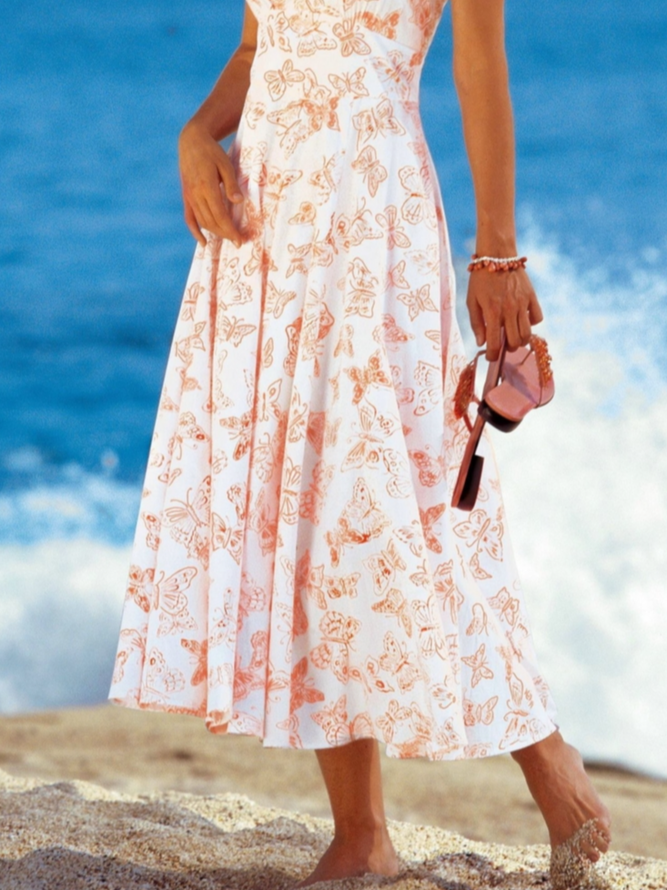 Casual Halter Regular Fit Floral Dress