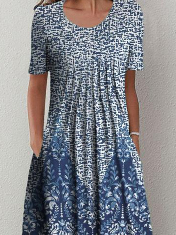 Vacation Round Neck Tribal Short Sleeve women Dress