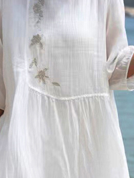 Floral Casual Cotton And Linen Dress