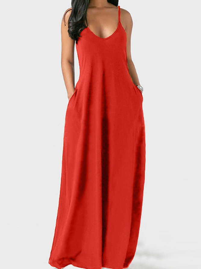 Cotton Loosen Solid Weaving Dress