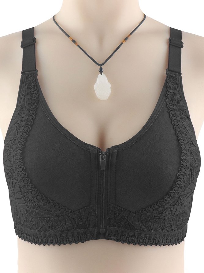 Lace Push Up Zip Front Wireless Bra