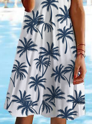 Coconut Tree Vacation Square Neck Dress