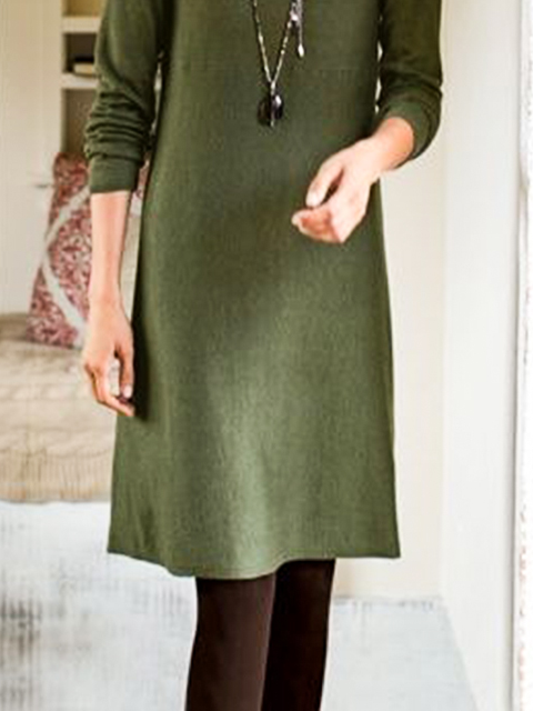 Cotton-Blend Casual Regular Fit Plain Dress