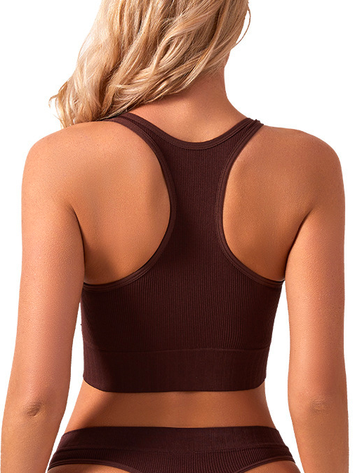 Casual Crew Neck Plain Sports Bra
