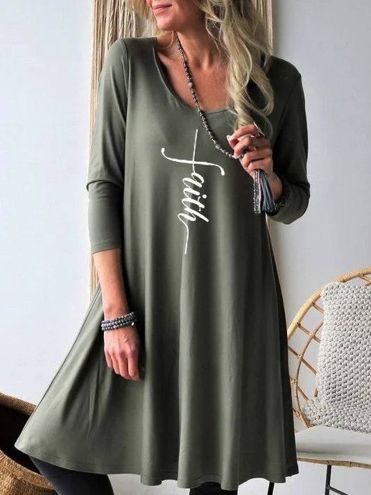 Faith Cross V-Neck Knit Dress