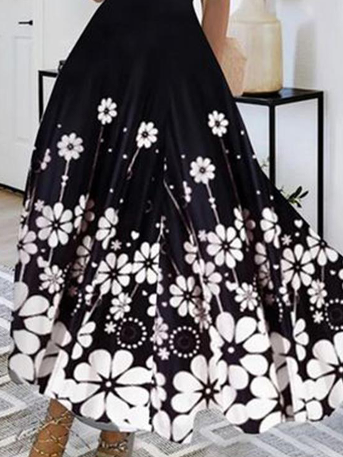 Floral V Neck Regular Fit Elegant Dress