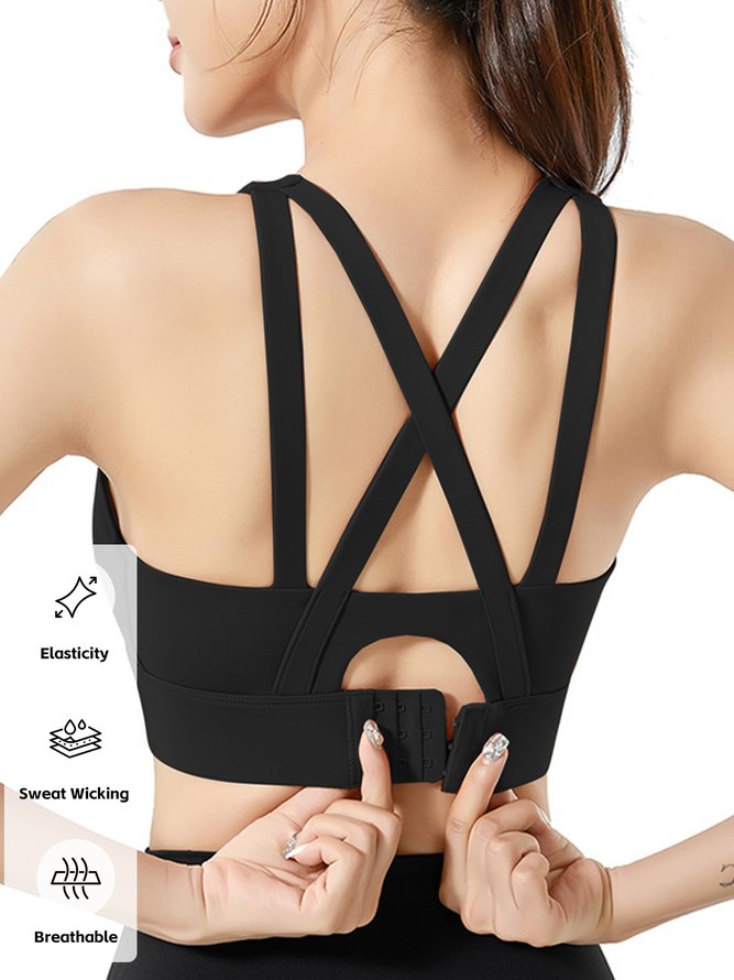 Jersey Plain Sports Sports Bra