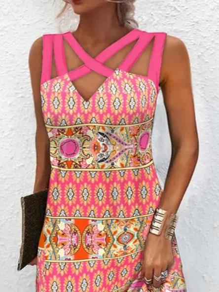 Spaghetti Ethnic Casual Loose Dress