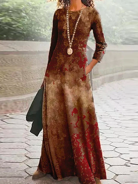 Boho Ethnic Crew Neck Dress