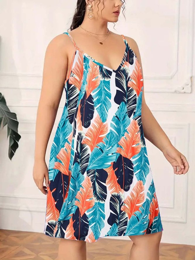 Casual Printed Sling Plus Size Nightdress