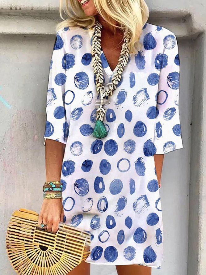 Polka Dots V Neck Dress
