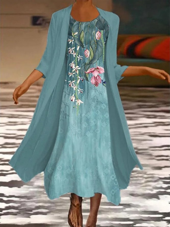 Elegant Floral Loose Wrap Two-Piece Set