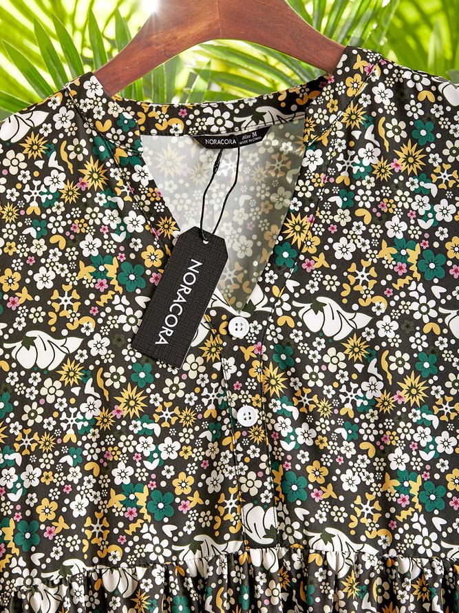 Casual Short Sleeve Woven Dress