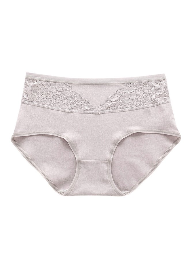 Lace Antibacterial Cotton High Waist Briefs