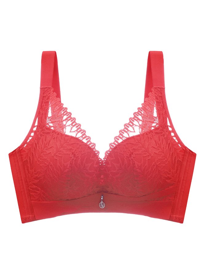 Underwireless Lace Floral Bra Plus Size Full Coverage Adjustable Massage Bra