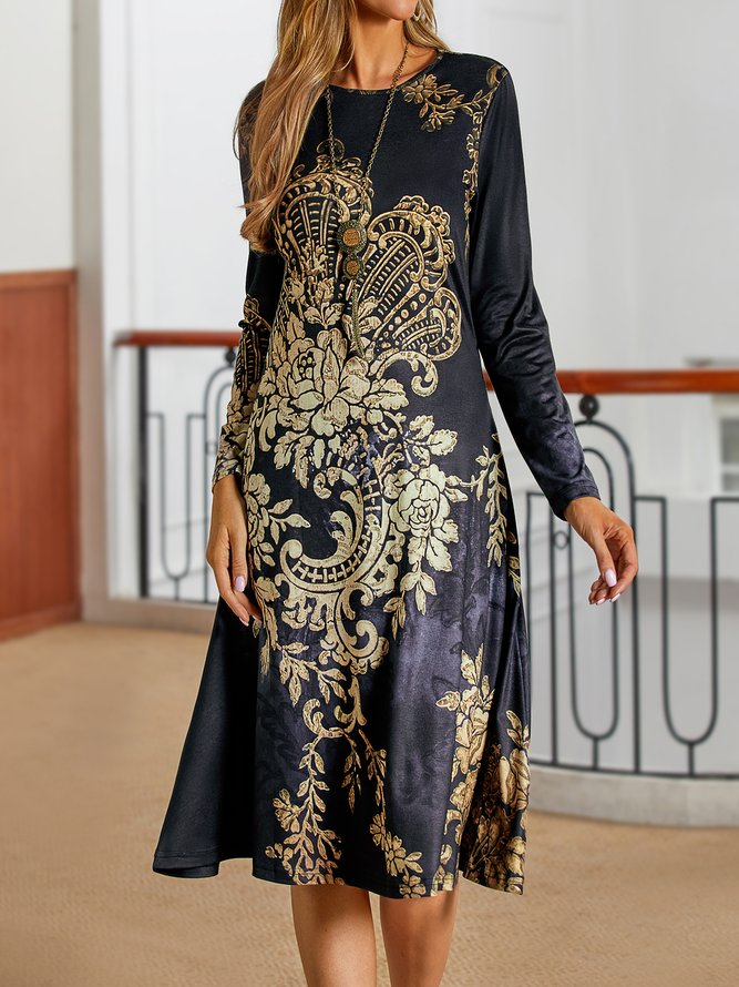 Crew Neck Ethnic Dress
