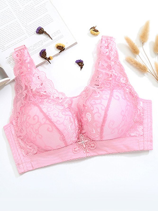 Soft Comfortable Lace Push Up Adjustable Non-Wireless Cotton Bra