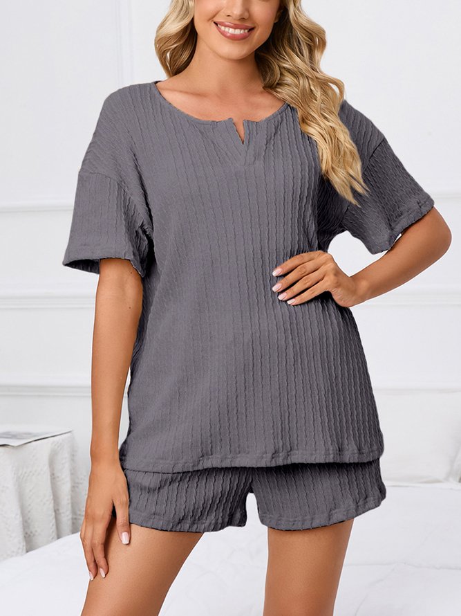 Breathable Comfortable Casual Loose Jacquard Pajama Set