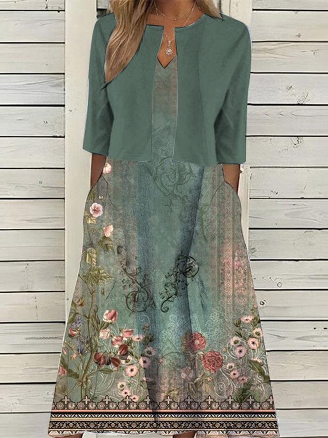 Wrap Floral Elegant Loose Two-Piece Set