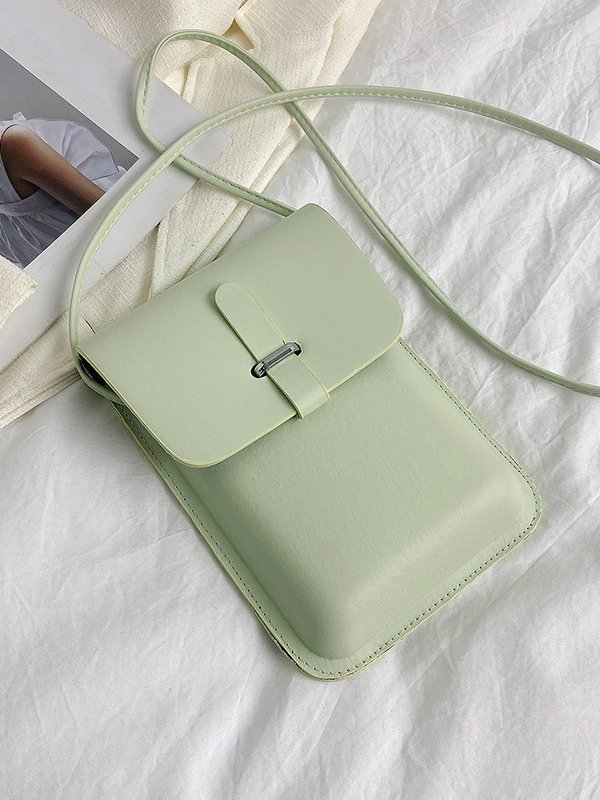 Casual Plain Leather Messenger Bag Women Daily Commuting Urban