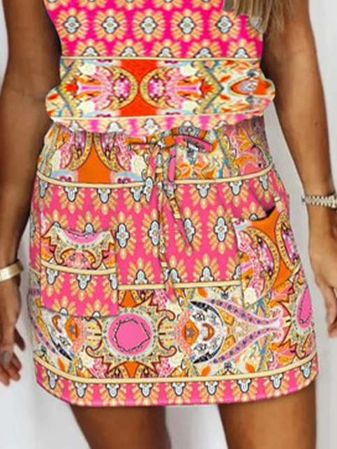 Spaghetti Regular Fit Ethnic Casual Dress