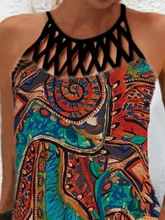 Regular Fit Vacation Ethnic Halter Dress