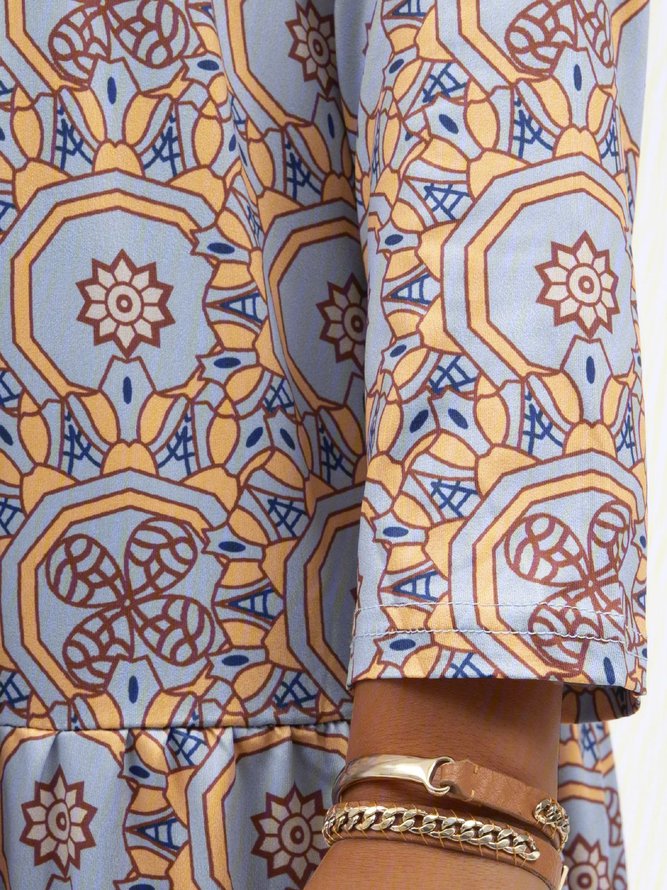 Boho Floral-Print V Neck Dresses