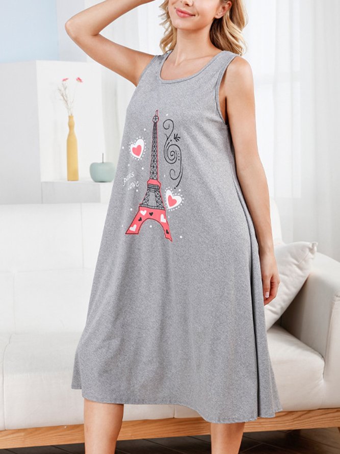 Breathable Comfortable Loose Eiffel Tower Vest Nightdress