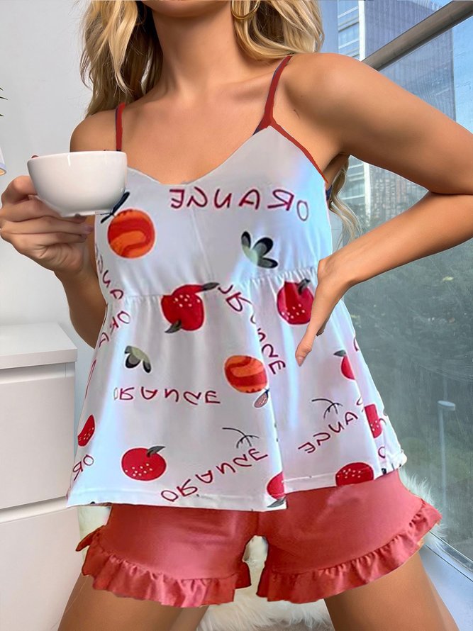 Fruit-Print Casual Pajama Set