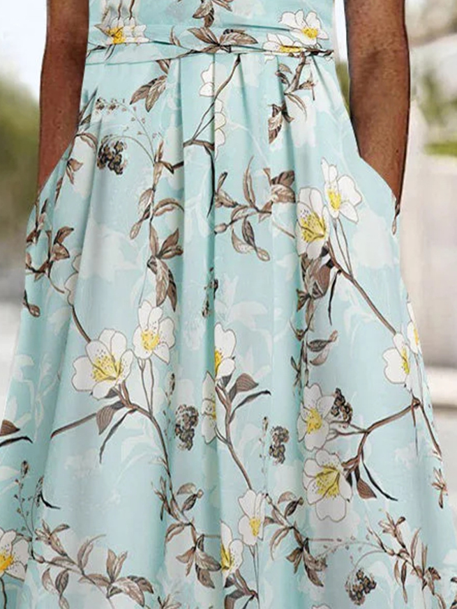 Casual Regular Fit Floral Crew Neck Dress