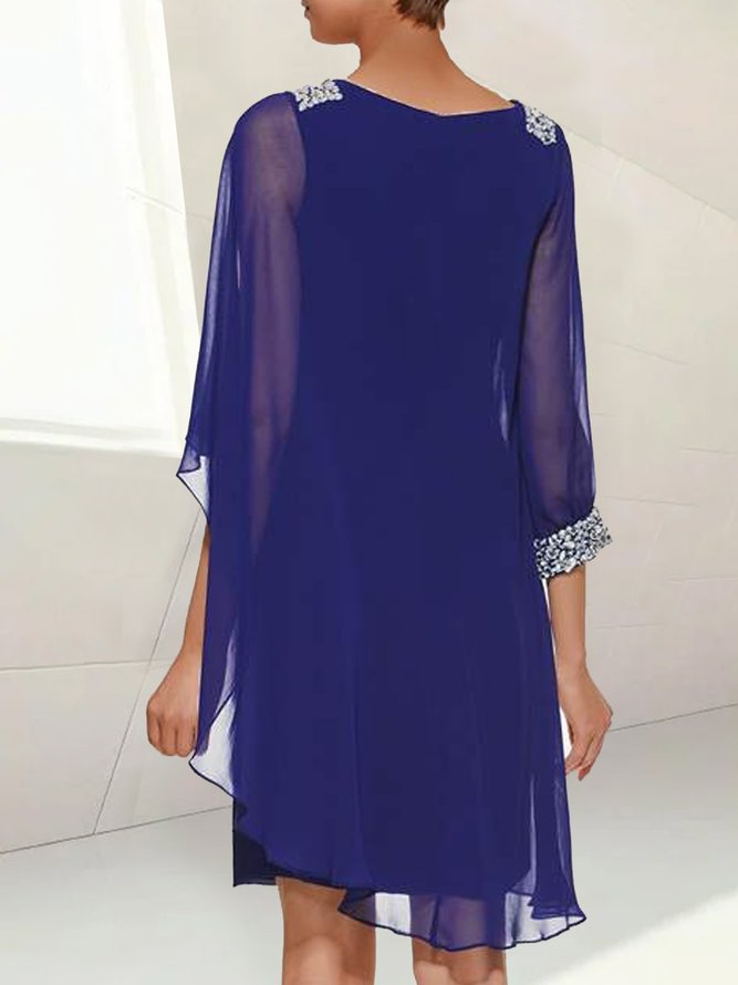 Round Neck Chiffon Elegant Occasion PartyFormal Midi Prom Dress