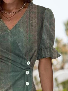 Regular Fit V Neck Ethnic Ethnic Dress