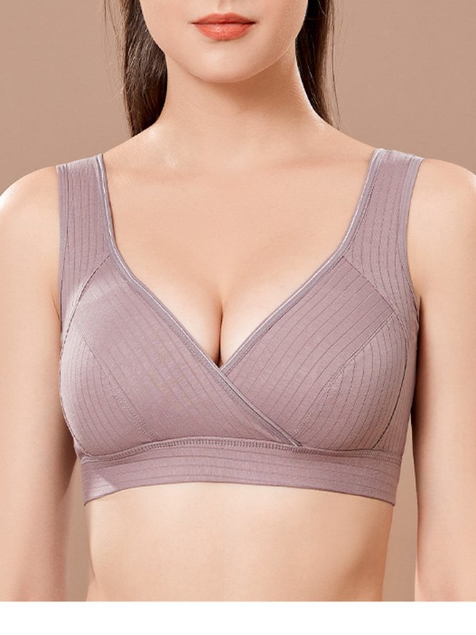 Cross Neck Casual Plain Bra & Bralette