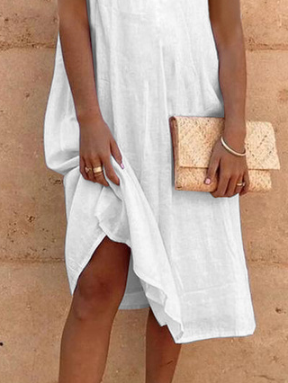 Loose Asymmetrical Collar Simple Dress