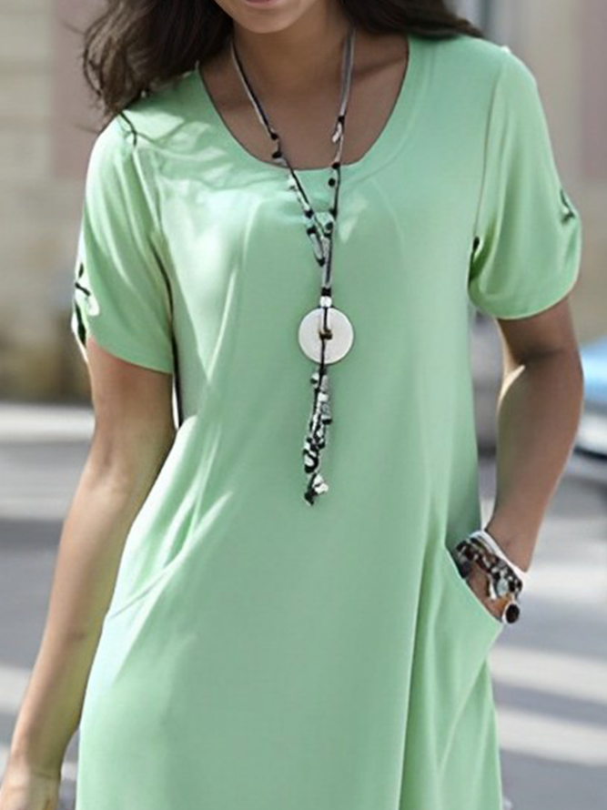 Casual Plain Crew Neck Loose Dress