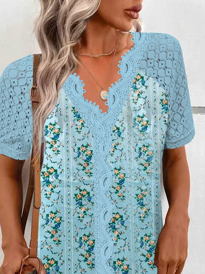 Loose Casual Raglan Sleeve Lace Dress With No