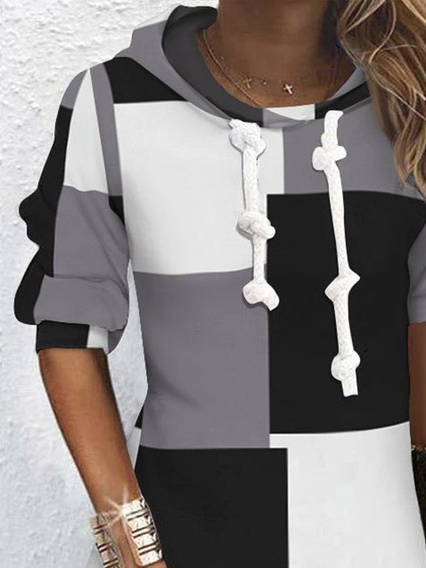 Geometric Hoodie Casual Regular Fit Dress