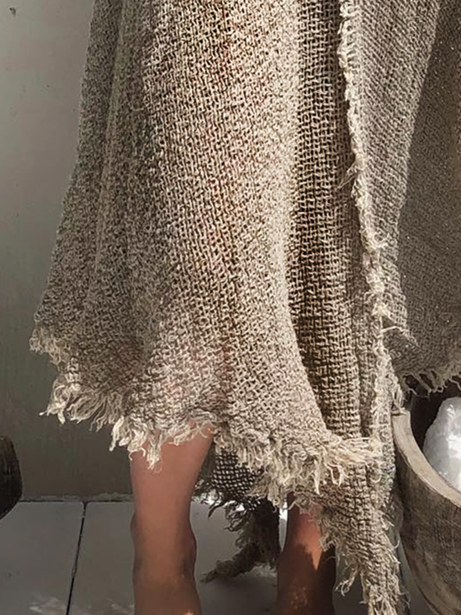 Cotton And Linen V Neck Sleeveless Dress